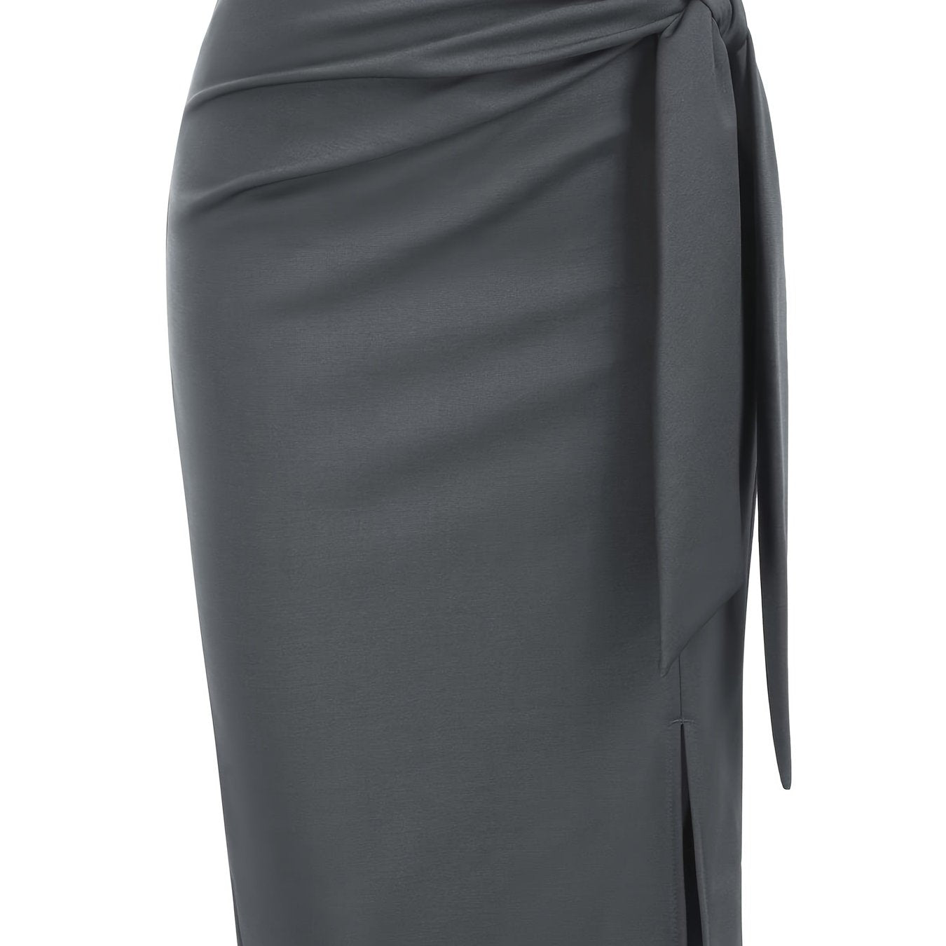 Damen Eleganter Midirock mit Knoten-Detail und Schlitz – Perfekt für Büro & Ausgehen