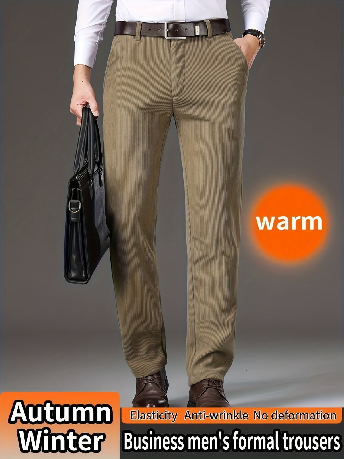 Herren Kordhose, gerade geschnitten, warm, Business Anzughose