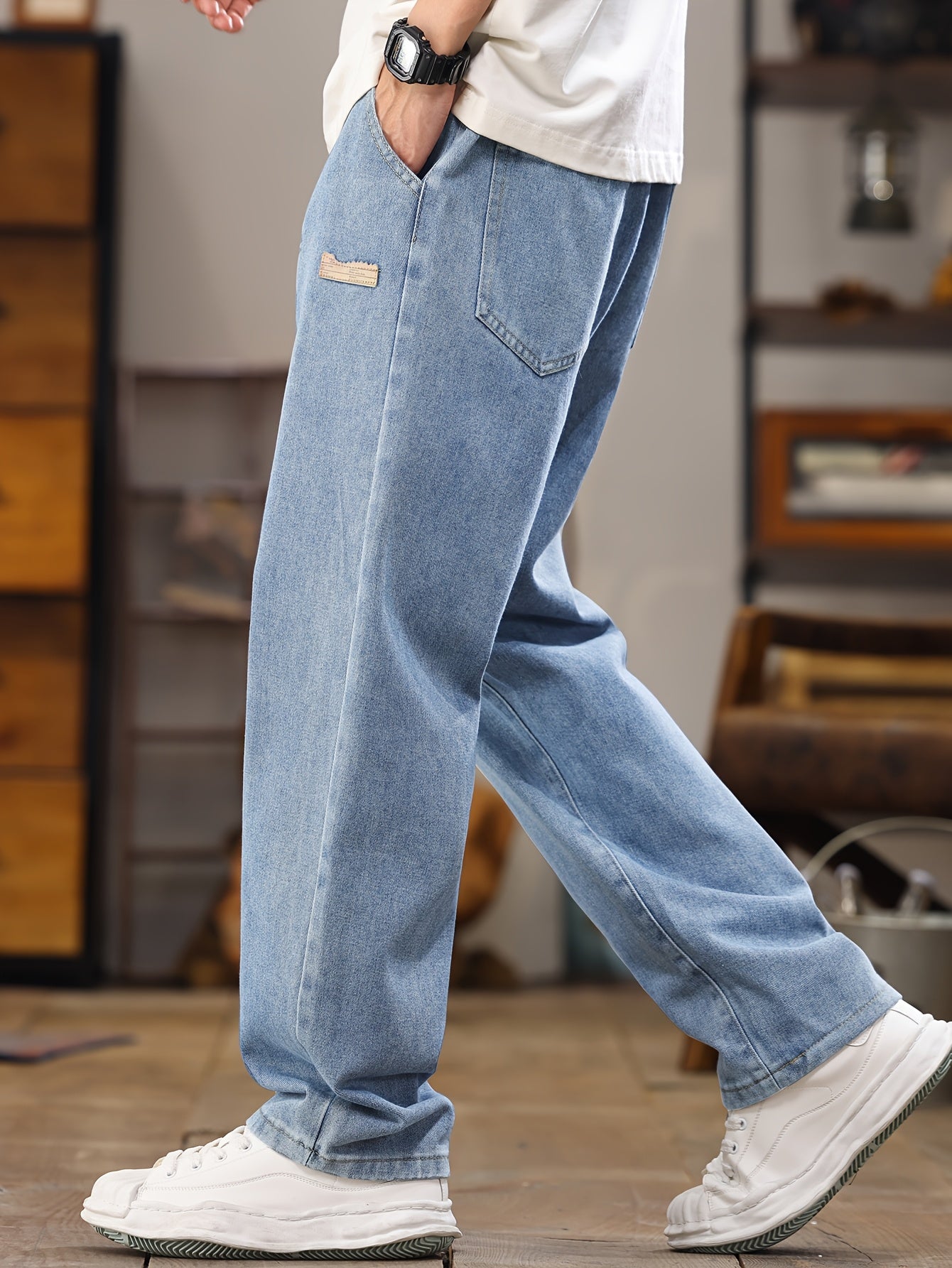 Herren Relaxed Fit Jeans Jogginghose – Modischer Freizeit-Look mit Kordelzug
