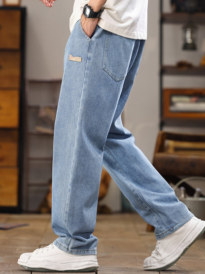 Herren Relaxed Fit Jeans Jogginghose – Modischer Freizeit-Look mit Kordelzug