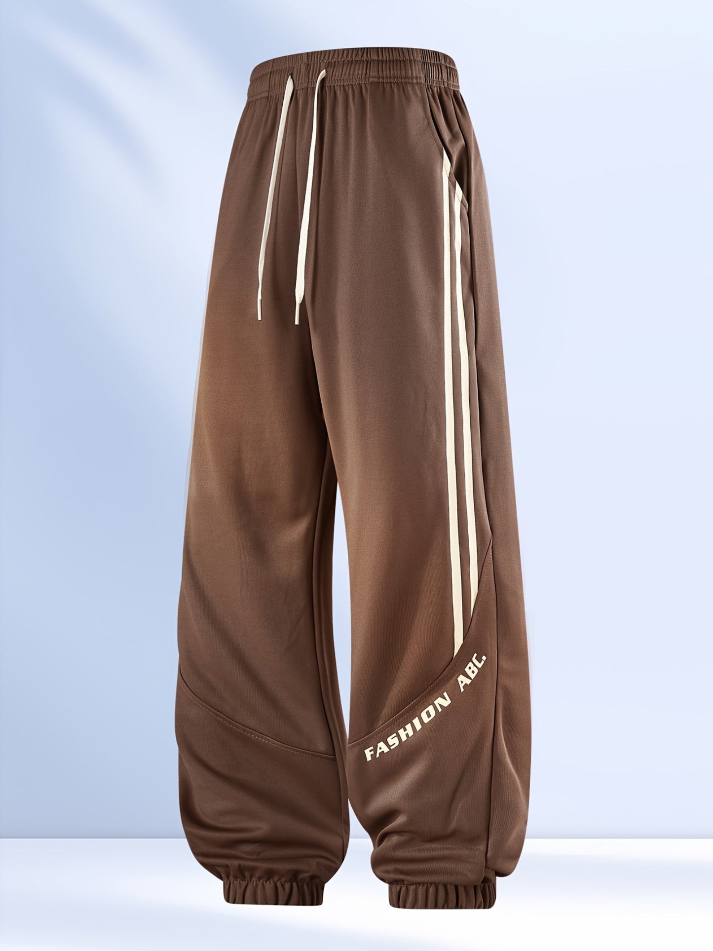 Herren Streetwear Jogginghose mit weitem Bein und Streifen – Urban Style Freizeit Trainingshose