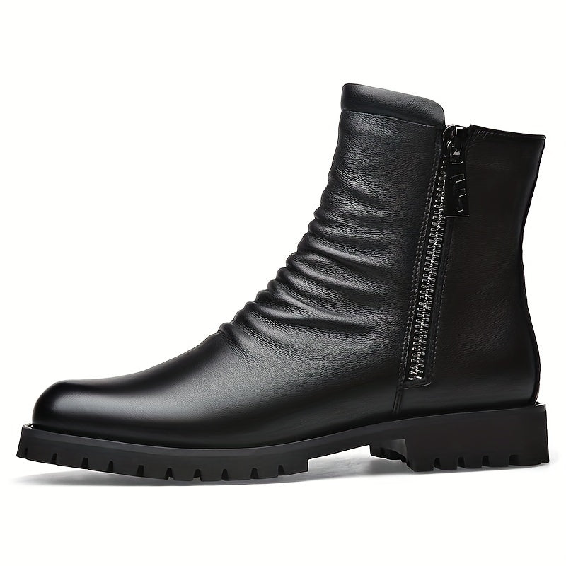 Herren Stiefel Schwarz mit Reißverschluss, Halbhohe Stiefeletten