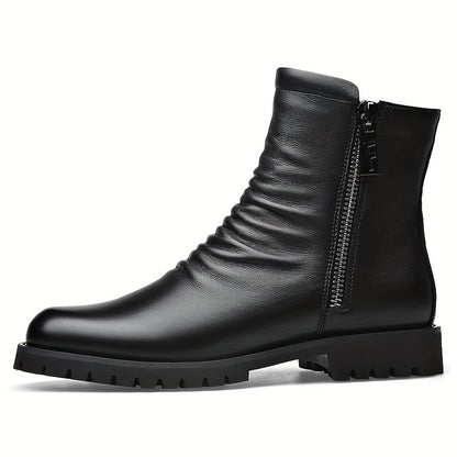 Herren Stiefel Schwarz mit Reißverschluss, Halbhohe Stiefeletten