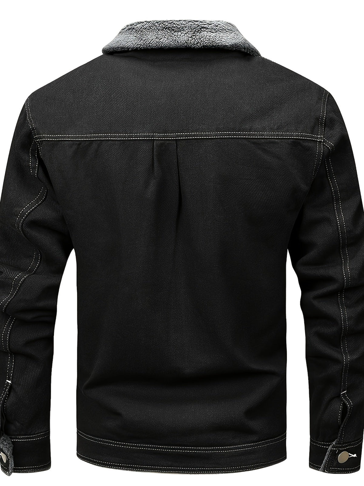 Herren Jeansjacke mit Teddyfutter, Sherpa Kragen, Knopfleiste, Brusttaschen, warm gefüttert