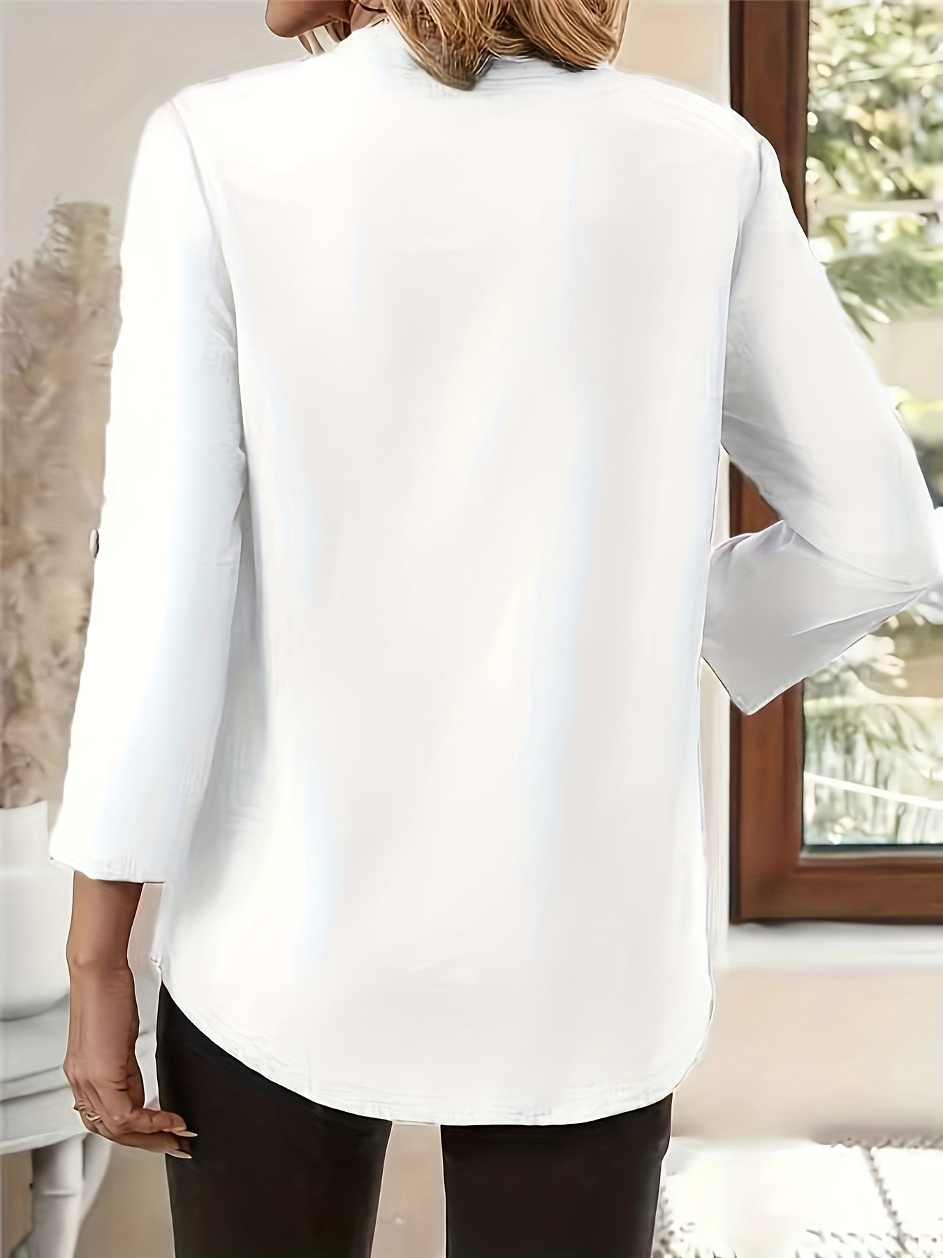 Damen Tunika Bluse mit V-Ausschnitt – Elegante Freizeitmode für Alltag und Büro