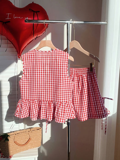 Damen Zweiteiler Set mit Schleifen und Streifen – Verspieltes Sommer Outfit