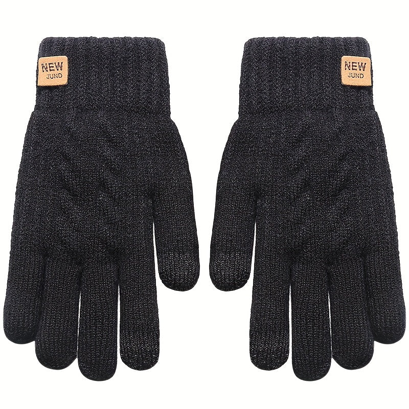Gestrickte Winterhandschuhe mit Touchscreen-Funktion und Plüschfutter