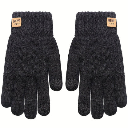 Gestrickte Winterhandschuhe mit Touchscreen-Funktion und Plüschfutter