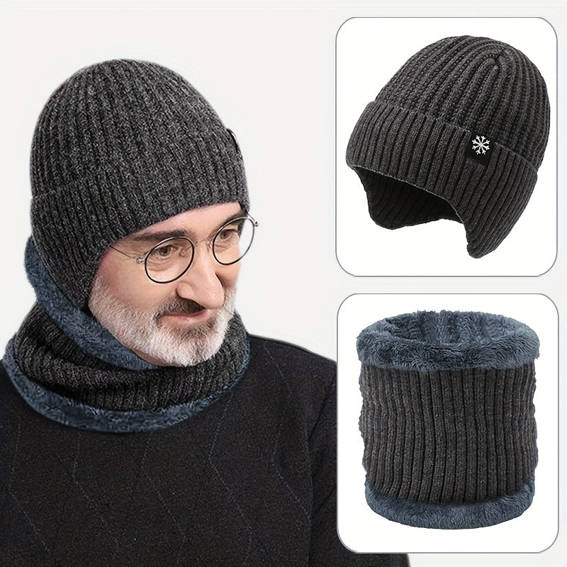 Winter Set Mütze Schal Handschuhe 3-teilig Strickmütze gefüttert Fleece-Schal touchscreen-taugliche Handschuhe