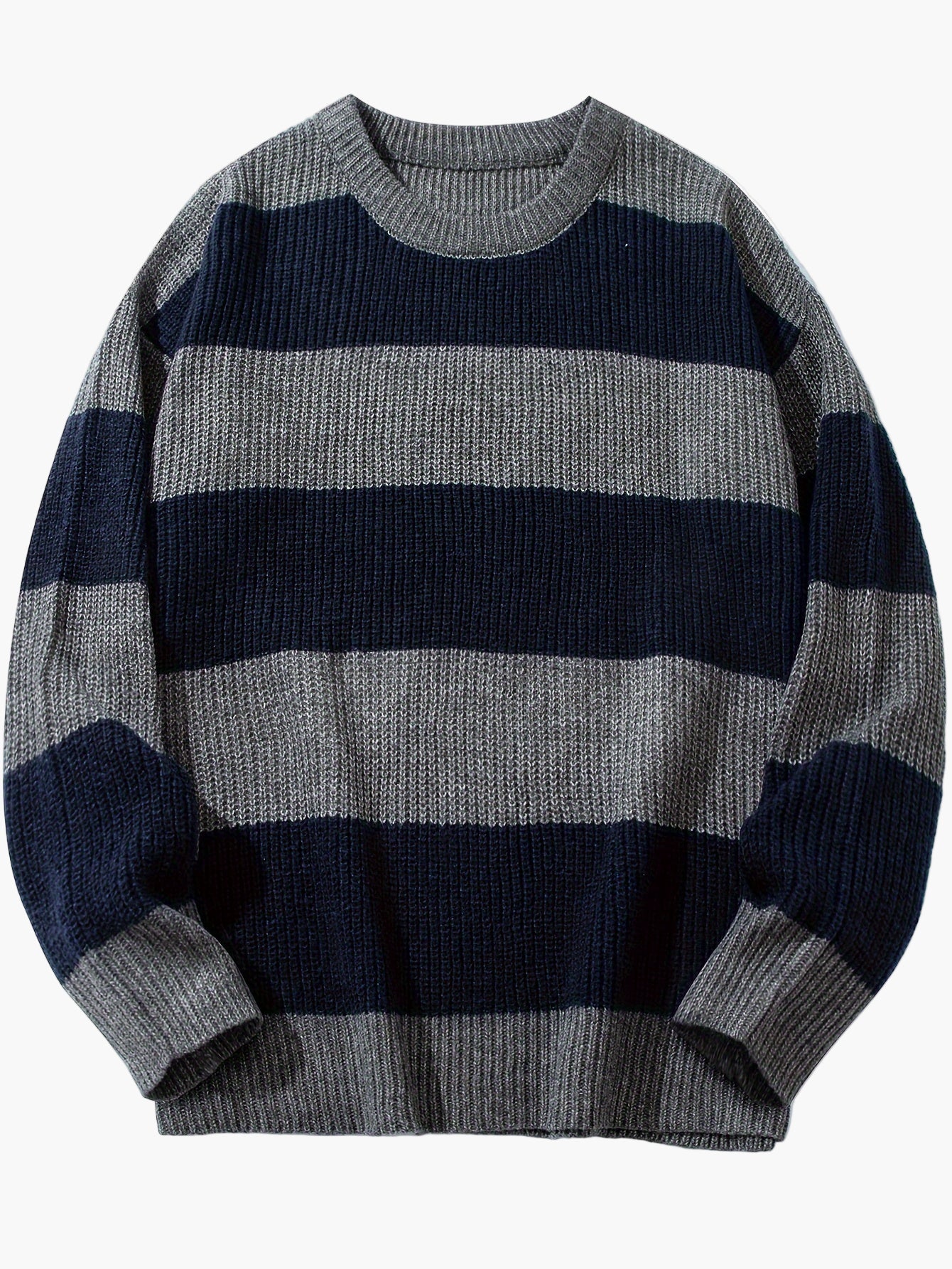 Herren Grobstrick Pullover mit Streifenmuster – Lockerer Casual Style für Herbst und Winter