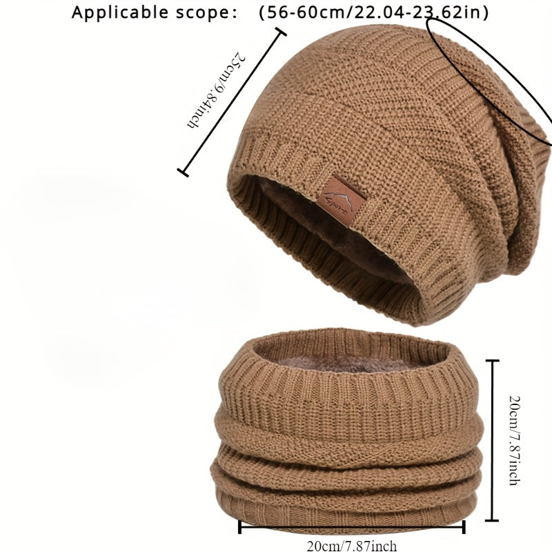 Unisex Winter Set 4-teilig: Strickmütze, Loop-Schal, Touchscreen-Handschuhe & Socken mit Futter