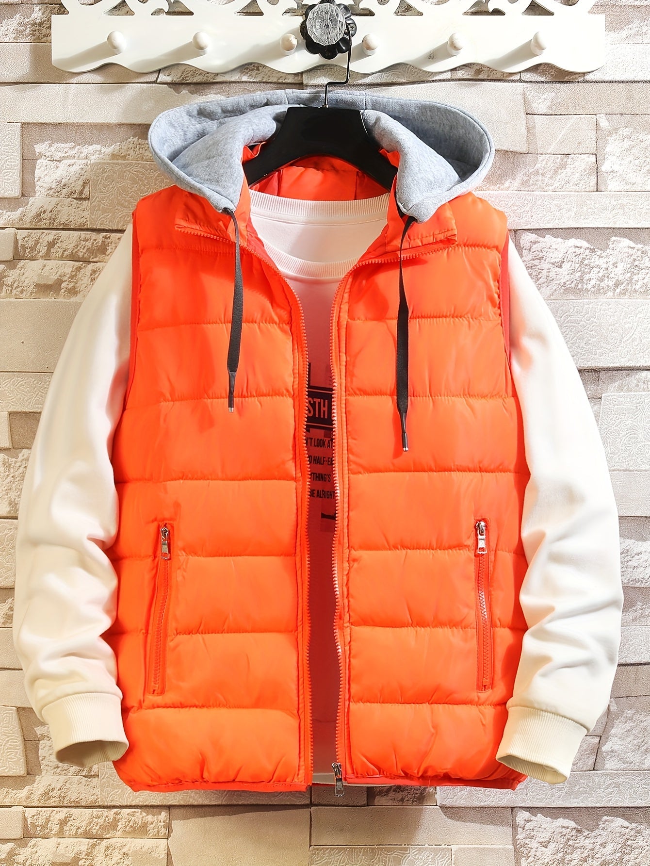 Steppweste mit Kapuze Herren/Unisex Gepolsterte Outdoor Weste Reißverschluss