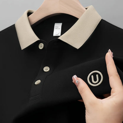 Herren Poloshirt mit Kontrastkragen und Sticklogo – Casual Style für Alltag und Freizeit