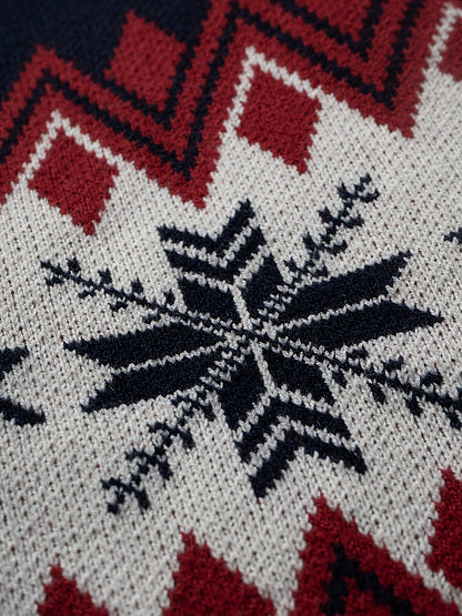 Herren Weihnachtspullover mit Rentier- und Schneeflocken-Muster, Casual Winter Strickpullover