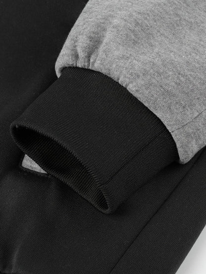 College Jacke Unisex mit Kontrastärmeln und Druckknöpfen, Baseball Bomberjacke