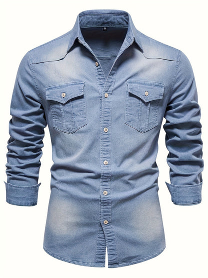 Herren Jeanshemd Slim Fit – Modisches Freizeit & Business Hemd mit Brusttaschen