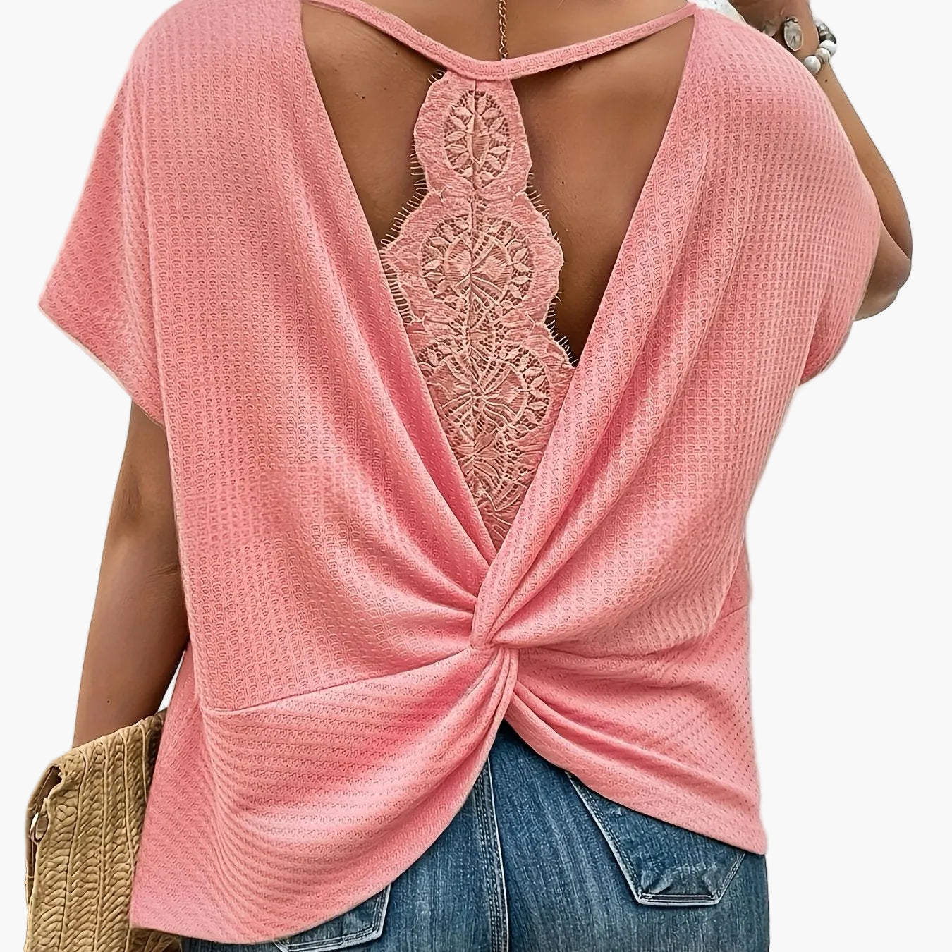 Damen Sommer Pullover Kurzarm Elegant Locker Freizeit