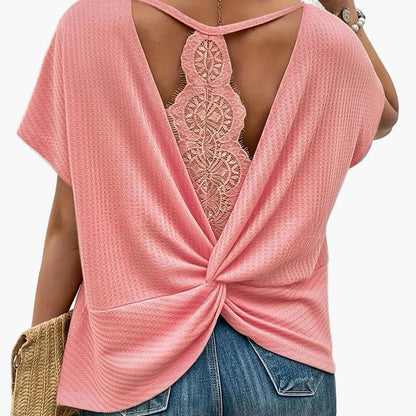 Damen Sommer Pullover Kurzarm Elegant Locker Freizeit
