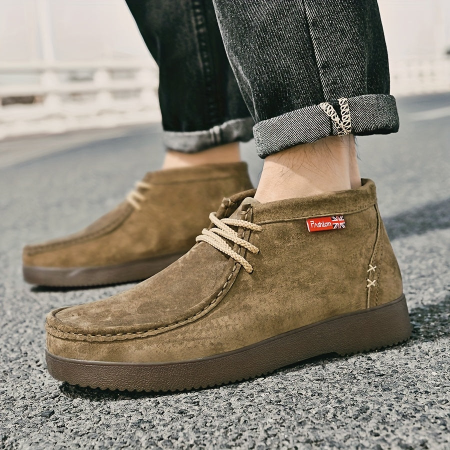 Herren Chukka Stiefel Wildleder-Optik Schnürschuhe Bequeme Stiefeletten Flache Sohle