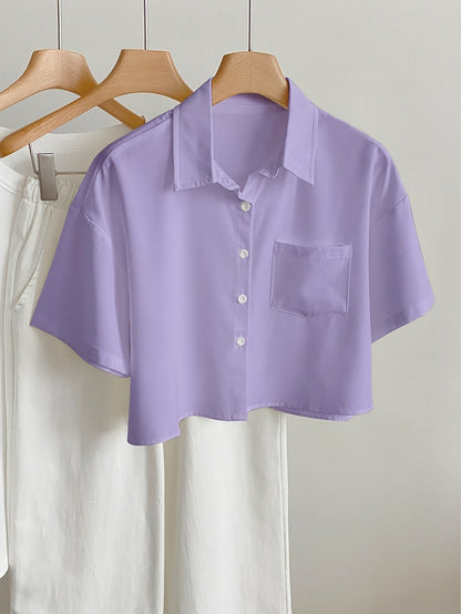 Damen Kurzarm Bluse im modernen Cropped-Look – Lässig & vielseitig kombinierbar