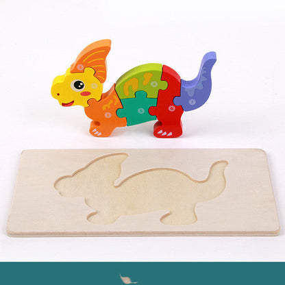 Kinder 3D Dinosaurier Holzpuzzle Lernspielzeug – Pädagogisches Steckspiel für Jungen und Mädchen