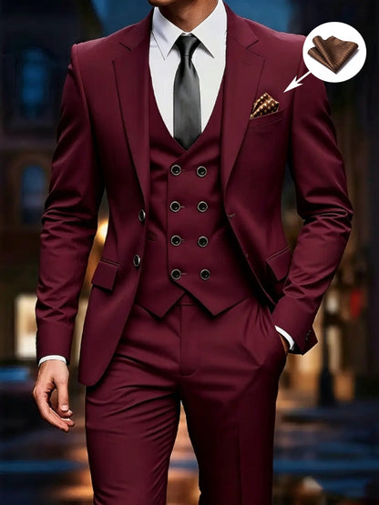 Herren Anzug Set 3-teilig mit Sakko Weste Hose Hochzeitsanzug Business