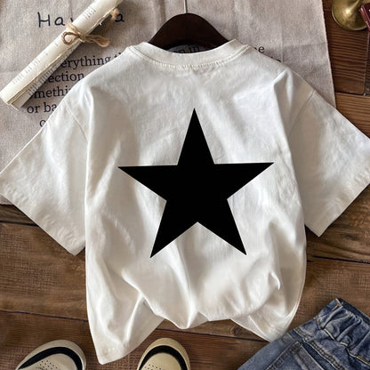 Damen T-Shirt mit großem Stern-Print – Sportlicher Freizeit-Look, atmungsaktiv
