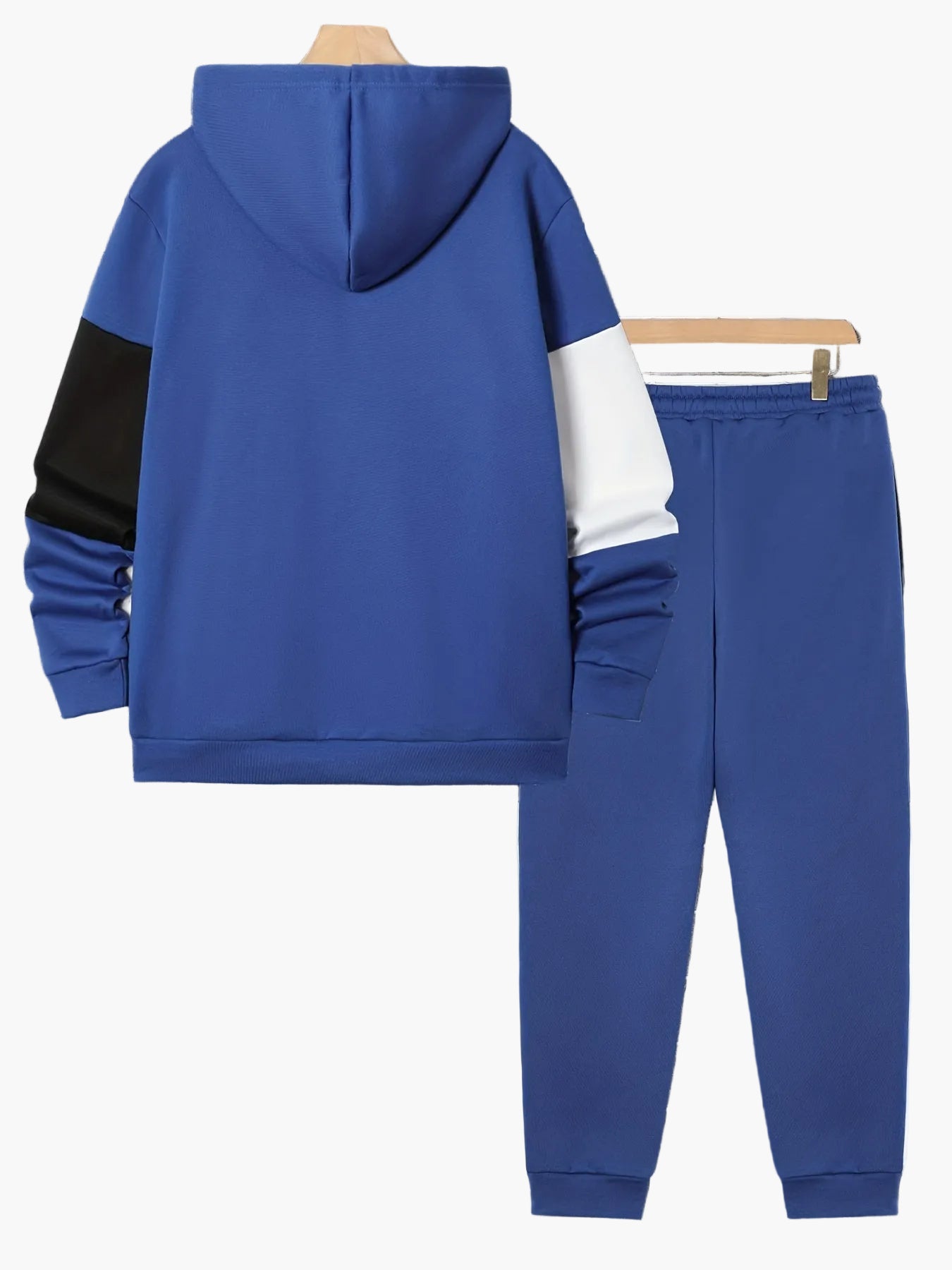 Herren Trainingsanzug Set mit Kapuzenjacke – Patchwork, Casual, Sport & Freizeit
