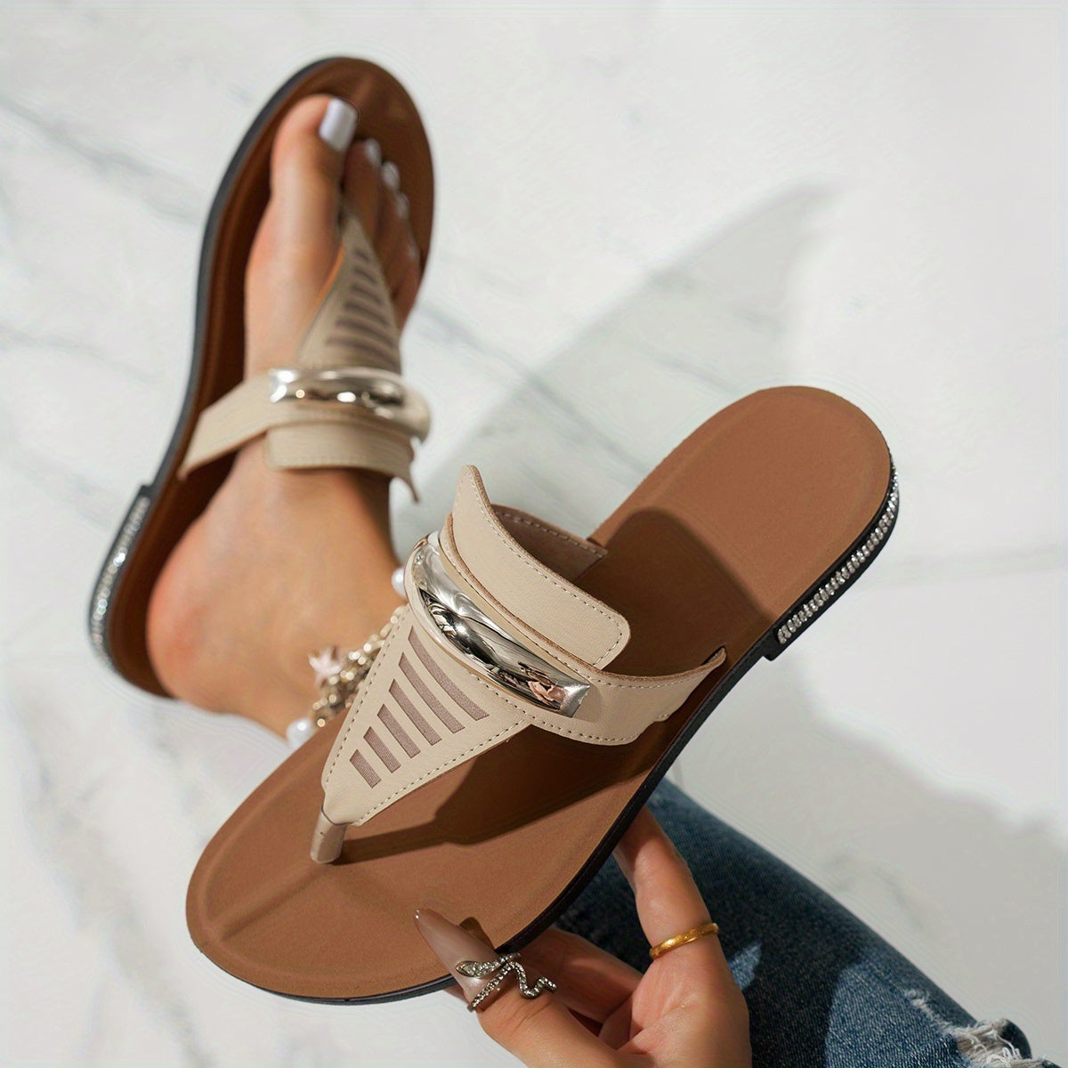 Damen Zehentrenner Sandalen Elegant für Strand und Freizeit