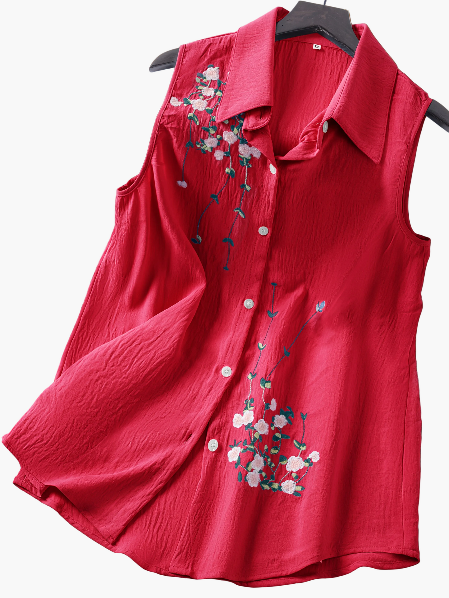 Damen ärmellose Bluse mit Stickerei – Eleganter Freizeitstil für Büro & Alltag
