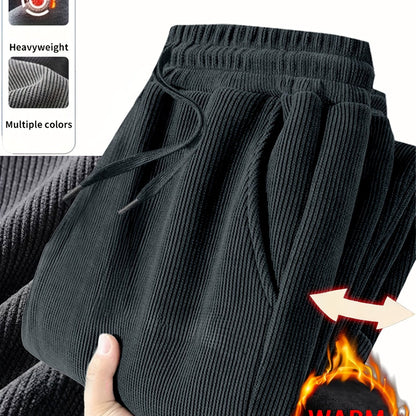 Cordhose Herren Winter warm gefüttert Jogginghose Schwarz