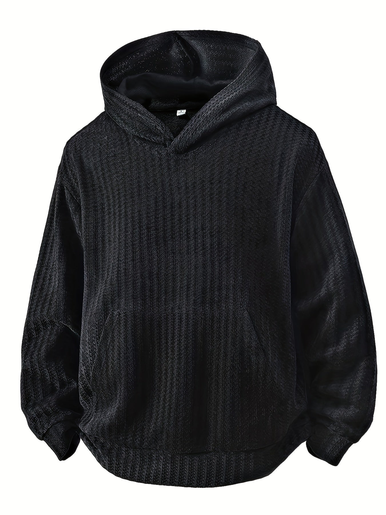 Hoodie mit Kapuze und Kängurutasche – Gerippter Strukturstoff