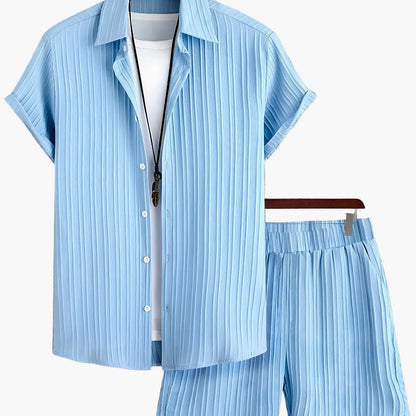 Herren Freizeit Set – Kurzarm Hemd und Shorts im modernen Stil für Sommer und Alltag