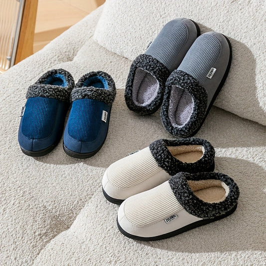 Unisex Winterhausschuhe gerippt mit weichem Futter Grau