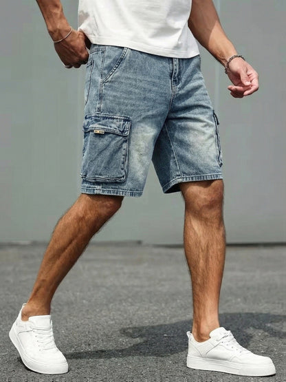 Herren Cargo Denim Shorts – Lässige Jeansshorts mit Taschen, Alltag & Freizeit