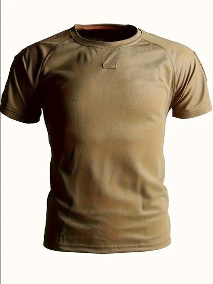 Herren Taktisches Kurzarmshirt mit Schultertaschen und Patchflächen – Funktionales Outdoor- und Einsatzshirt