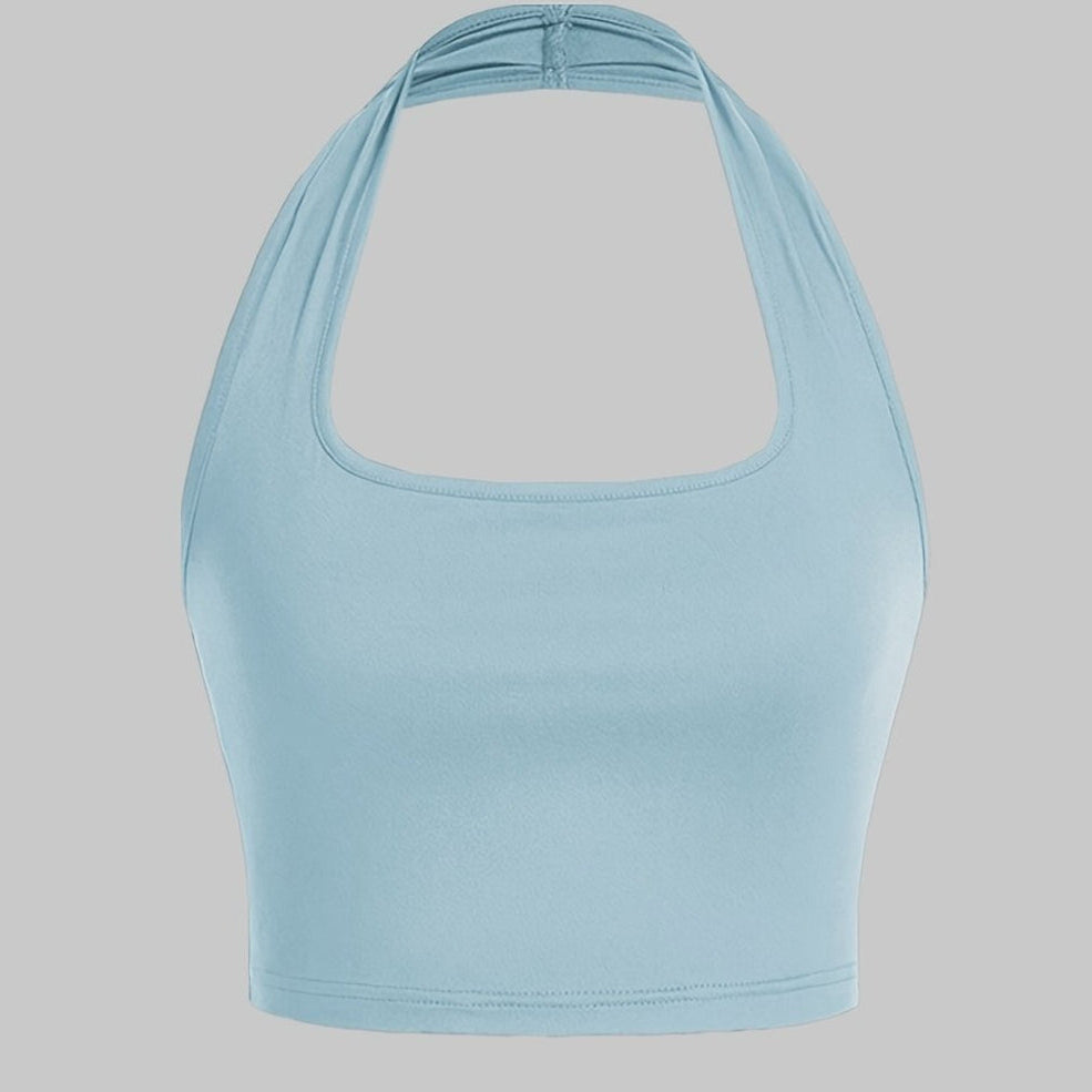 Damen Halter Neck Backless Crop Top – Modisches Sommer Basic für Freizeit & Streetwear