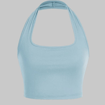 Damen Halter Neck Backless Crop Top – Modisches Sommer Basic für Freizeit & Streetwear