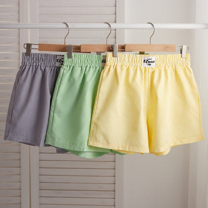 Damen Pyjama Shorts Set mit Streifenmuster – Bequeme Freizeitshorts für Zuhause und Schlaf