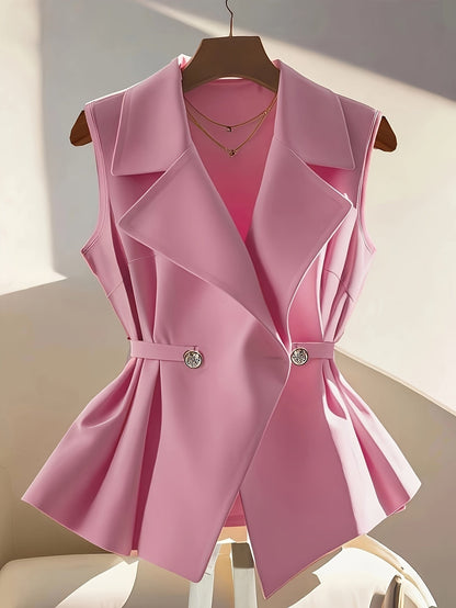 Damen Business Weste Elegant Modern mit Taillengürtel – Stilvolle ärmellose Blazerweste für Büro & Anlassmode