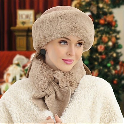 Winter Set Pelzimitat 3-teilig: Hut, Schal & Handschuhe mit Kunstfellbesatz, Warme Winteraccessoires
