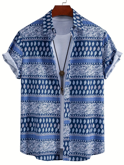 Herren Kurzarm Freizeithemd mit Muschel-Print – Modernes Urlaubshemd für Strand und Sommer