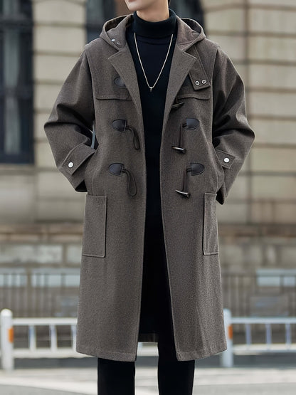 Herren Dufflecoat mit Kapuze und Knebelverschlüssen, Lang