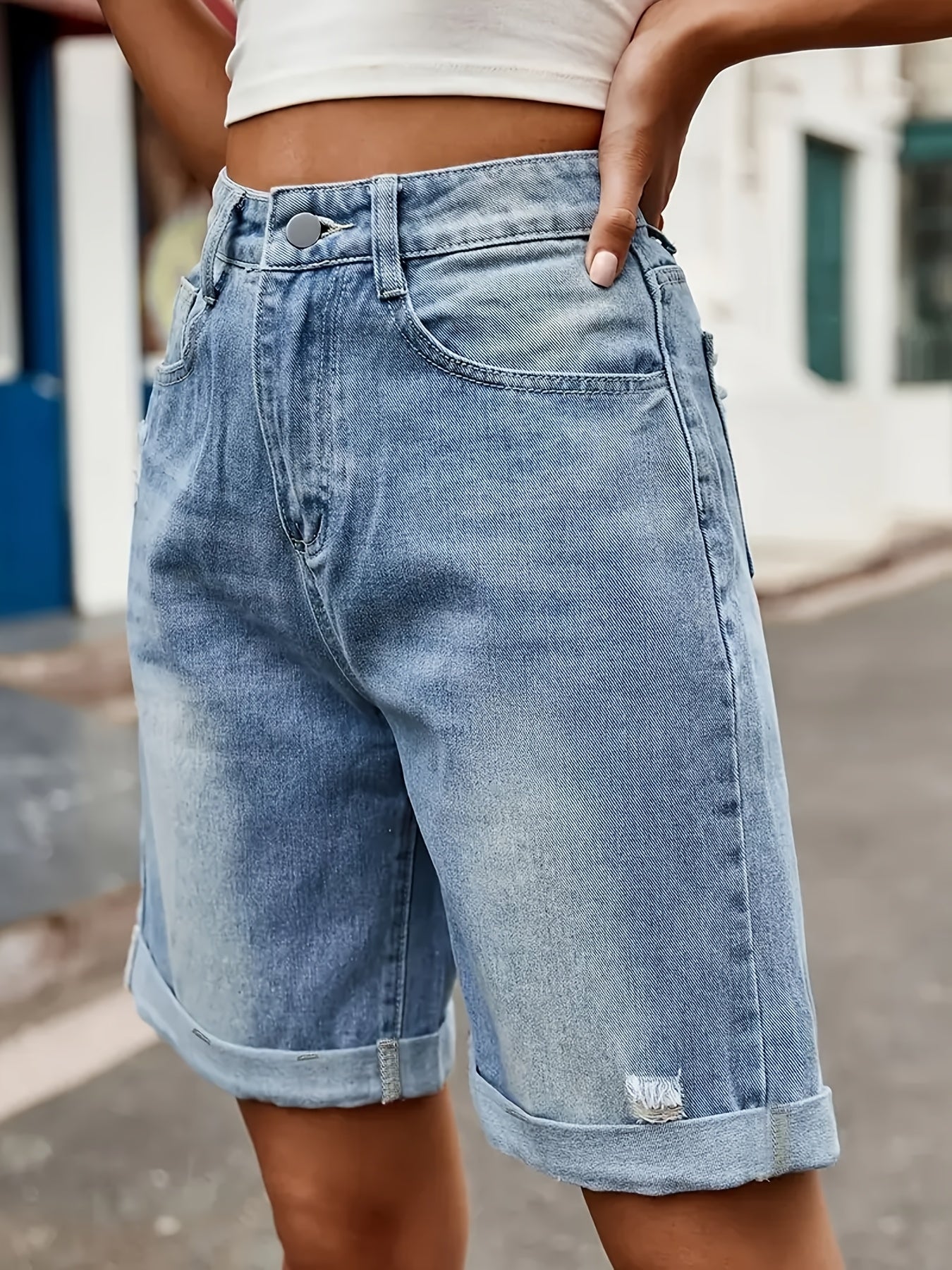 Damen Jeans-Bermuda im Casual-Style – Lässige High-Waist Shorts für Alltag & Freizeit