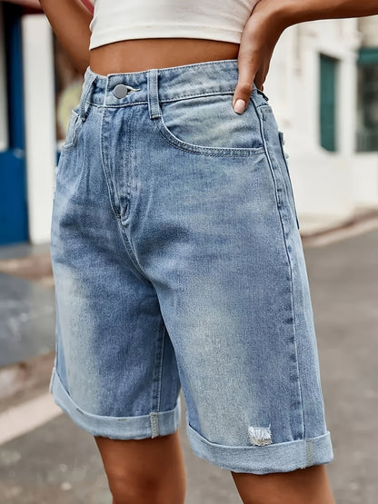 Damen Jeans-Bermuda im Casual-Style – Lässige High-Waist Shorts für Alltag & Freizeit
