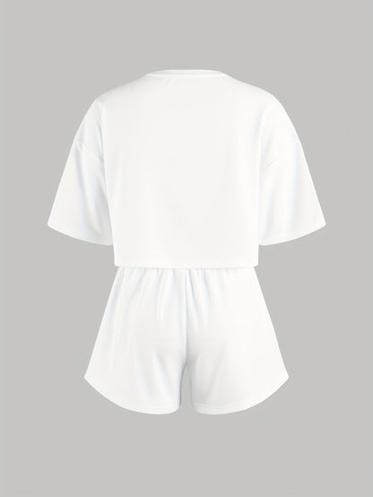 Damen Pyjama-Set mit blauen Herz-Prints – Loungewear im modernen Stil für Zuhause