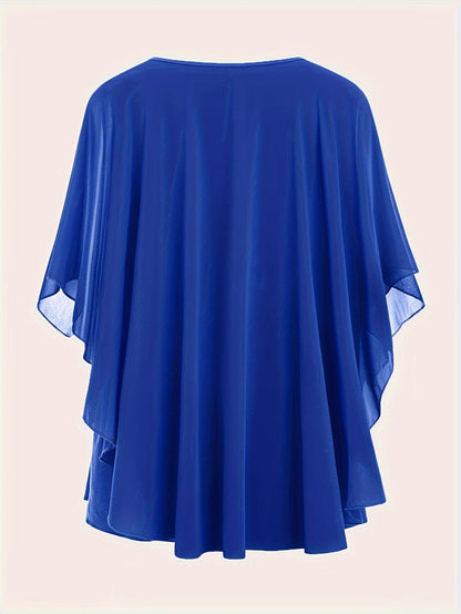 Damen Elegante Oversize Chiffon Bluse für Ausgehen und Büro