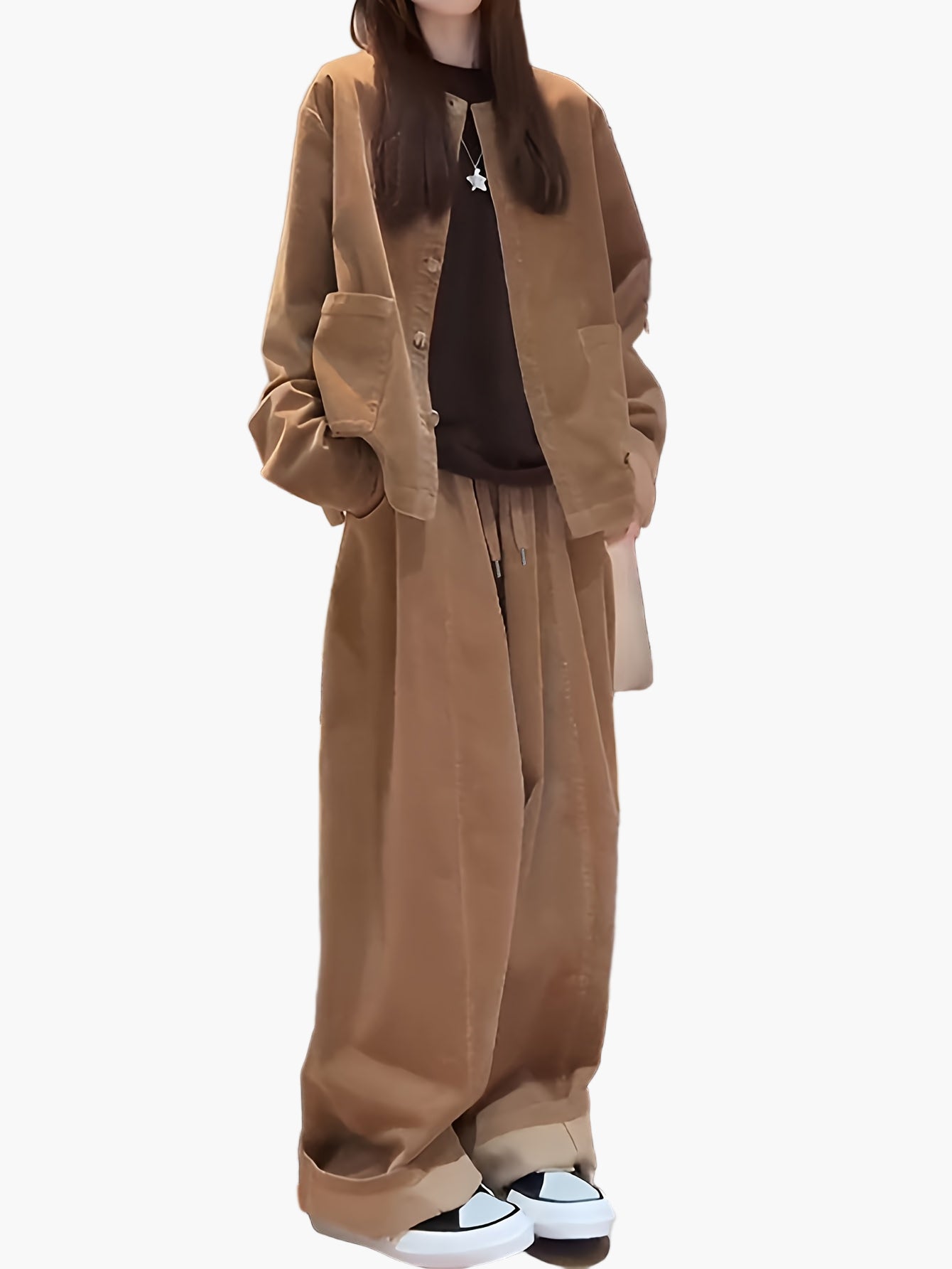 Damen Eleganter Freizeit-Anzug mit weiter Passform – Modernes Set für Herbst und Winter