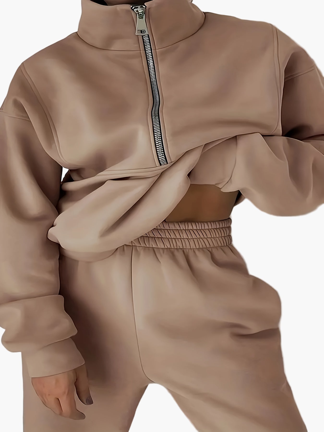 Damen Freizeit Zip Sweatshirt mit Stehkragen – Lässiger Herbst/Winter Pullover