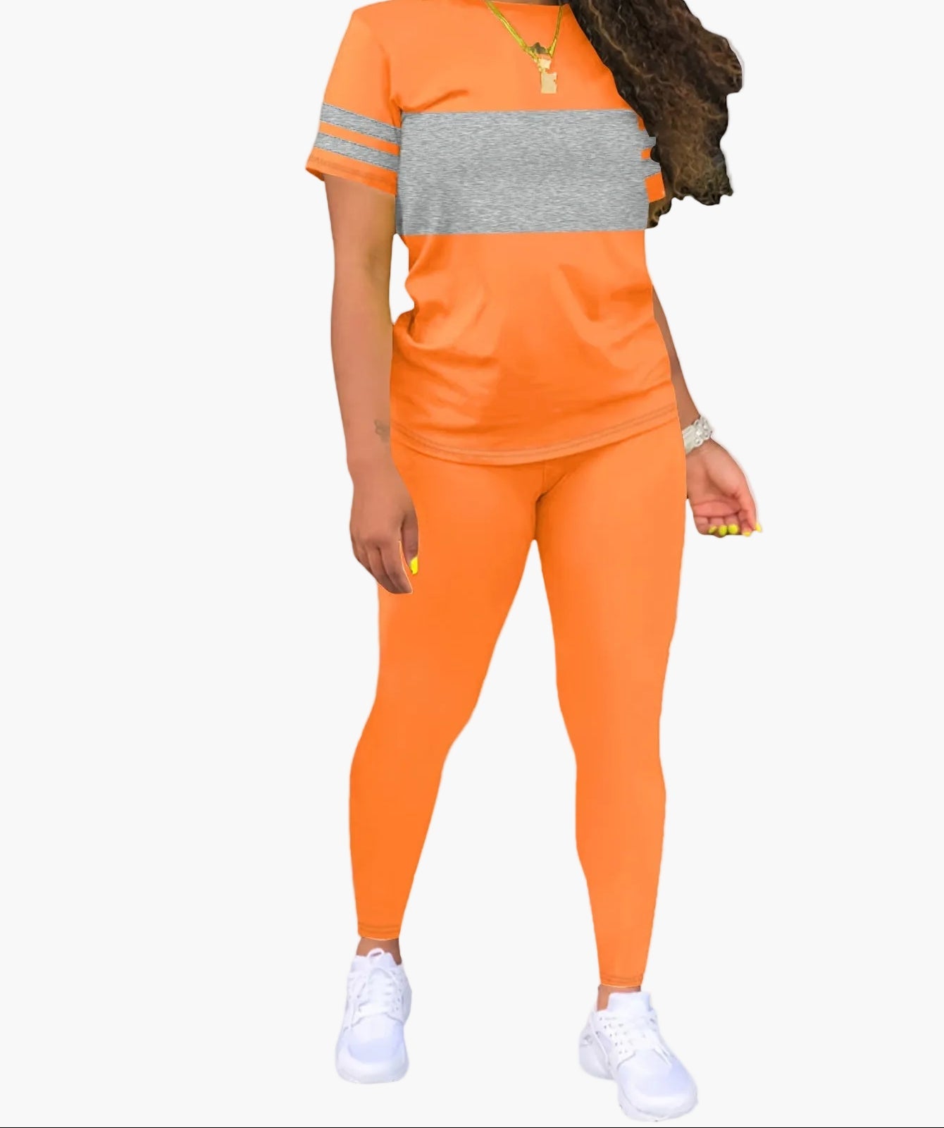 Damen Trainingsanzug Zweiteiler – Sportlich & Freizeit, Bequemes Outfit mit T-Shirt und Leggings